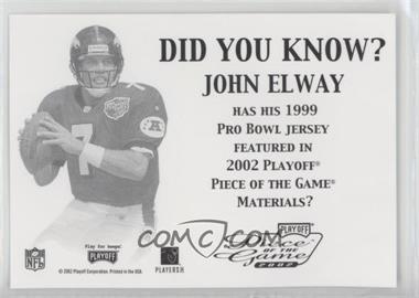 2002 Playoff Piece of the Game - Ad Cards #_JOEL - John Elway