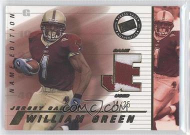 2002 Press Pass JE - Game-Used Jerseys - Name Edition #JEN /WG - William Green /25