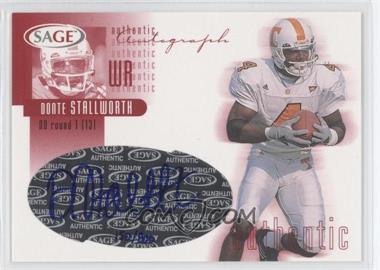 2002 SAGE - Autographs - Red #A39 - Donte Stallworth /800