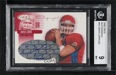 2002 SAGE - Autographs - Red #A5 - David Carr /220 [BGS 9 MINT]