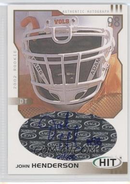 2002 SAGE Hit - Autographs - Gold #H1 - John Henderson /250