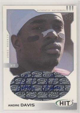 2002 SAGE Hit - Autographs - Silver #H44 - Andre' Davis