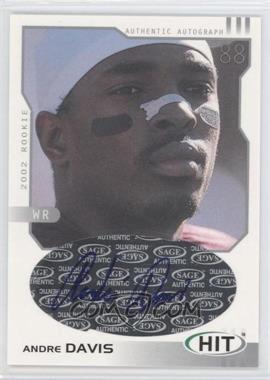 2002 SAGE Hit - Autographs - Silver #H44 - Andre' Davis