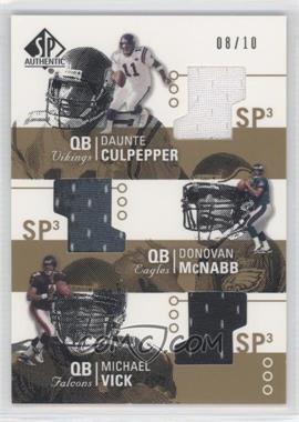 2002 SP Authentic - Threads Triple - Gold #AT3-CM - Daunte Culpepper, Donovan McNabb, Michael Vick /10