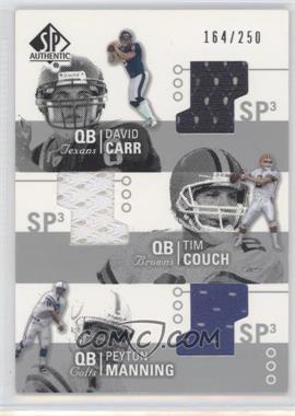 2002 SP Authentic - Threads Triple #AT3-CC - David Carr, Tim Couch, Peyton Manning /250