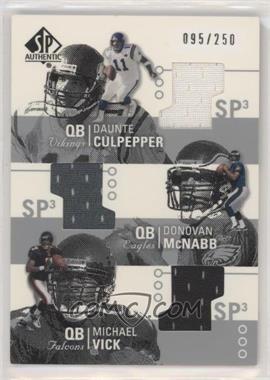 2002 SP Authentic - Threads Triple #AT3-CM - Daunte Culpepper, Donovan McNabb, Michael Vick /250