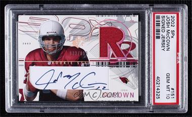 2002 SPx - [Base] #151 - Rookie Stars - Josh McCown /999 [PSA 10 GEM MT]