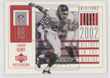 2002 Upper Deck Piece Of History - [Base] #116 - History in the Making - Leonard Henry /2002