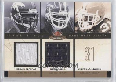 2003 Fleer Mystique - Rare Finds - Double Swatch #RFD-CP/TH - Clinton Portis, Travis Henry, William Green /250