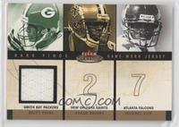 Brett Favre, Aaron Brooks, Michael Vick (Favre Jersey) [EX to NM] #/2…