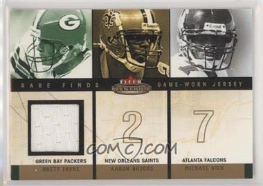 2003 Fleer Mystique - Rare Finds - Single Swatch #RF-BF - Brett Favre, Aaron Brooks, Michael Vick (Favre Jersey) /299