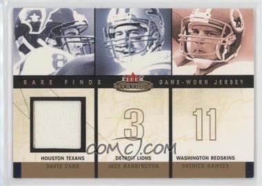 2003 Fleer Mystique - Rare Finds - Single Swatch #RF-DC - David Carr, Joey Harrington, Patrick Ramsey (Carr Jersey) /299