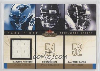 2003 Fleer Mystique - Rare Finds - Single Swatch #RF-JP - Julius Peppers, Brian Urlacher, Ray Lewis (Peppers Jersey) /299 [Noted]