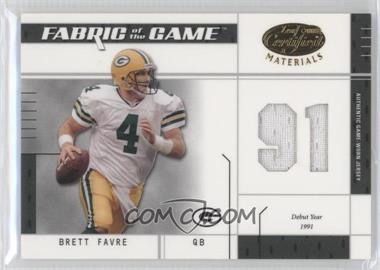 2003 Leaf Certified Materials - Fabric of the Game - Debut Year #FG-66 - Brett Favre /91