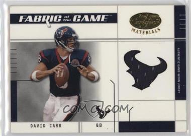 2003 Leaf Certified Materials - Fabric of the Game - Team Logo #FG-76 - David Carr /25 [Good to VG‑EX]