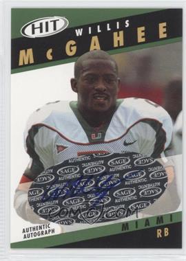 2003 SAGE Hit - Autographs - Emerald #A2 - Willis McGahee