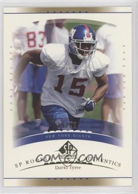 2003 SP Authentic - [Base] - Gold #187 - Rookie Authentics - David Tyree /25