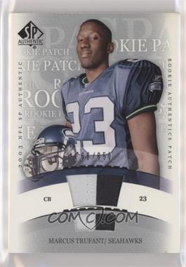2003 SP Authentic - [Base] #258 - Rookie Authentics Patch - Marcus Trufant /850