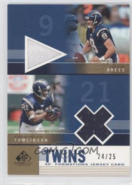 2003 SP Game Used Edition - SP Formations Jersey Twins - Gold #F2-BT - Drew Brees, LaDainian Tomlinson /25