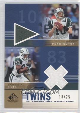 2003 SP Game Used Edition - SP Formations Jersey Twins - Gold #F2-PM - Chad Pennington, Santana Moss /25