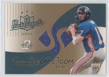 2003 Upper Deck Pros & Prospects - Game Day Jerseys - Gold #JC-JW - Juston Wood /50
