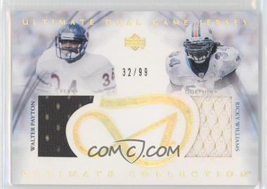 2003 Upper Deck Ultimate Collection - Ultimate Dual Game Jerseys #UDJ PW - Walter Payton, Ricky Williams /99