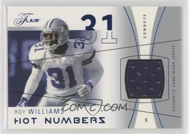 2004 Flair - Hot Numbers - Blue Materials #HN-RW - Roy Williams /200