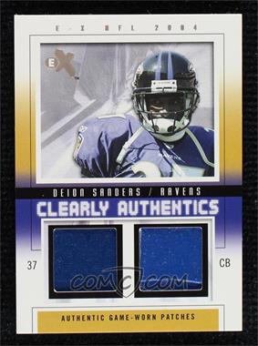 2004 Fleer E-X - Clearly Authentics - Tan Dual Patch/Patch #CA-DS - Deion Sanders /22