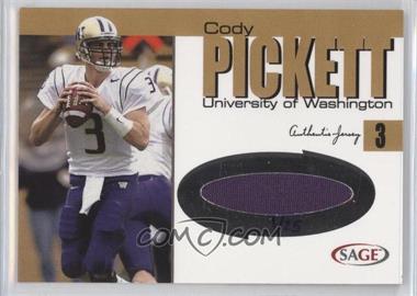 2004 SAGE - Jerseys - Gold #J14 - Cody Pickett /25