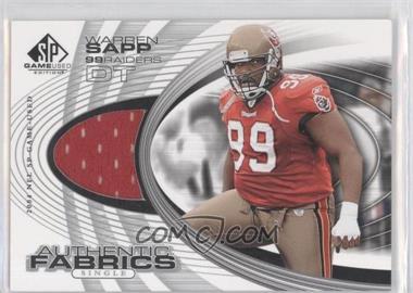2004 SP Game Used Edition - Authentic Fabrics #AF-WS - Warren Sapp