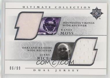 2004 Upper Deck Ultimate Collection - Ultimate Game Jersey Duals #UGJ2-MR - Randy Moss, Jerry Rice /99