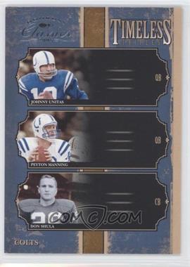 2005 Donruss Classics - Timeless Triples - Silver #TT-6 - Johnny Unitas, Peyton Manning, Don Shula /500