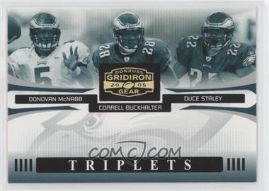 2005 Donruss Gridiron Gear - Triplets - Gold #T-8 - Donovan McNabb, Correll Buckhalter, Duce Staley /100