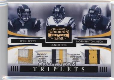 2005 Donruss Gridiron Gear - Triplets - Jersey Number #T-13 - Drew Brees, Junior Seau, LaDainian Tomlinson /17