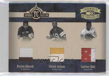 2005 Donruss Throwback Threads - Throwback Collection - Material Prime #TC-24 - Braylon Edwards, Vincent Jackson, Courtney Roby /25 [Noted]