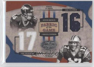 2005 Leaf Certified Materials - Fabric of the Game - Jersey Number #FG-100 - Jake Plummer, Jake Delhomme /17