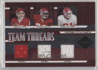 2005 Leaf Limited - Team Threads Triple #TTT-9 - Joe Montana, Marcus Allen, Priest Holmes /50