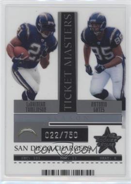 2005 Leaf Rookies & Stars - Ticket Masters - Season #TM 22 - LaDainian Tomlinson, Antonio Gates /750