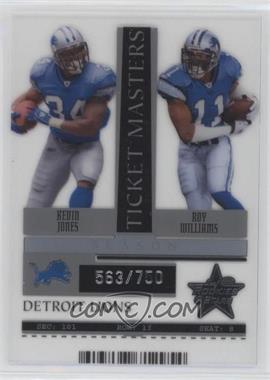 2005 Leaf Rookies & Stars - Ticket Masters - Season #TM 9 - Kevin Jones, Roy Williams /750