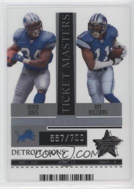 2005 Leaf Rookies & Stars - Ticket Masters - Season #TM 9 - Kevin Jones, Roy Williams /750