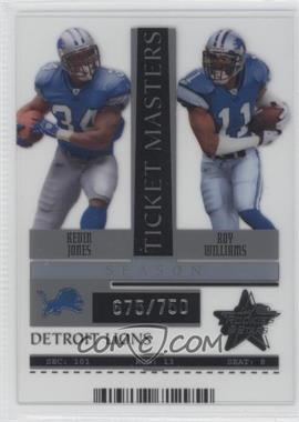 2005 Leaf Rookies & Stars - Ticket Masters - Season #TM 9 - Kevin Jones, Roy Williams /750