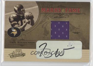 2005 Playoff Absolute Memorabilia - Marks of Fame - Materials Autographs #MF-17 - Troy Williamson /250 [EX to NM]