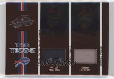 2005 Playoff Absolute Memorabilia - Team Tandems - Materials Prime #TT-4 - Willis McGahee, Drew Bledsoe /25