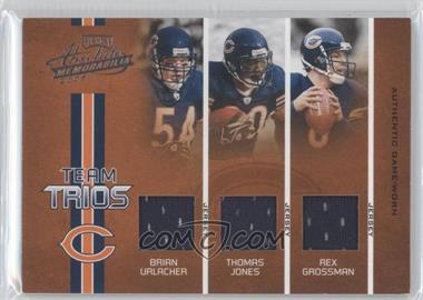 2005 Playoff Absolute Memorabilia - Team Trios - Materials #TT-3 - Brian Urlacher, Thomas Jones, Rex Grossman /100