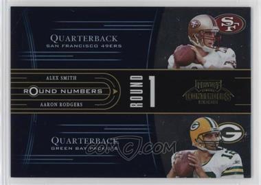 2005 Playoff Contenders - Round Numbers - Blue #RN-11 - Alex Smith, Aaron Rodgers, Cedric Benson, Mark Clayton /500