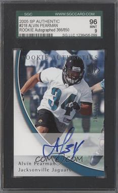 2005 SP Authentic - [Base] #218 - Rookie Authentics - Alvin Pearman /850 [SGC 9 MINT]