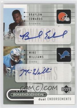 2005 Upper Deck NFL Foundations - Dual Endorsements Autographs #DE-EW - Braylon Edwards, Mike Williams /75