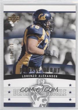 2005 Upper Deck Rookie Debut - [Base] - Gold 100 #169 - Lorenzo Alexander /100