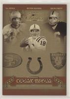 Y.A. Tittle, Peyton Manning, Jim Plunkett #/50