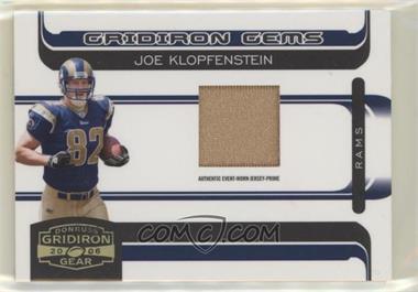 2006 Donruss Gridiron Gear - [Base] - Rookie Gridiron Gems Prime #202 - Gridiron Gems - Joe Klopfenstein /50